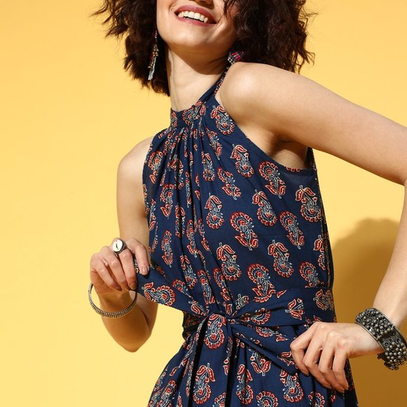 Pure Cotton Summer dress. Colour blue printed size in M/L/XL available - Picture 3 of 3